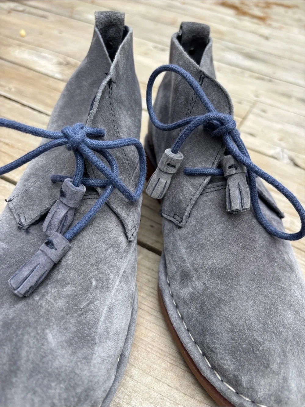 Hush Puppies Cyra Catelyn Smoke Gray Suede Lace Up Ankle Boots 6.5
